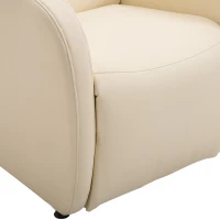 Homcom Fotoliu Relax con Spatar Rabatabil si Taburet  in Piele Ecologica Crem 67 × 89 × 110cm(m-9)