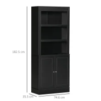 Bufet Bucatarie din Lemn HOMCOM cu Etajere si Dulapior 2 Usi cu Polite Reglabile, 74,6x35,5x182,5cm(m-3)