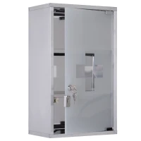 HOMCOM dulapior medicamente din inox, 50x30x18cm, argintiu(m-14)