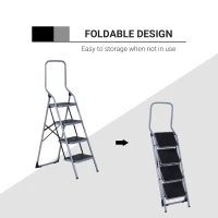 HOMCOM Scara Pliabila Multifunctionala din Metal cu 4 Trepte Max. 150 kg(m-4)