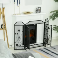 HOMCOM Paravan antiscantei pentru semineu, pliabil, usa magnetica 125 x 80cm(m-6)