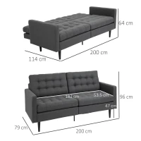 HomCom canapea extensibila cu spatar reglabil, 200x79x96 cm(m-3)