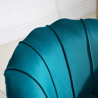 Homcom Fotoliu Retro Catifea Albastru Petrol – Compact & Elegant(m-10)