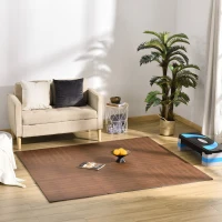 HOMCOM Covor Puzzle Antiderapant Efect Lemn 9 Piese Suprafata acoperita 3,24m²(m-2)