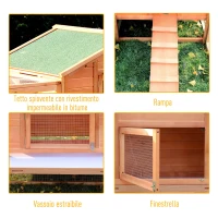 PawHut cusca pentru iepuri, 309x79x86cm, din lemn, verde(m-5)