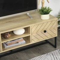HOMCOM Mobilier pentru TV 2 sertare 2 rafturi pentru sufragerie culoare lemn 120 x 39 x44.5cm(m-6)