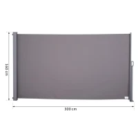 Outsunny Copertina de Soare Laterala Tip Rulou Protectie impotriva Vantului / Privacy 3x1,6m Gri(m-3)