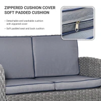 Outsunny Salon de Gradina Set 6 Buc cu Canapea de Exterior din Ratan Gri(m-6)