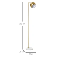 Homcom Lampadar Vintage – Abajur Reglabil, E27, Finisaj Auriu(m-3)
