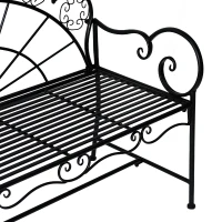 Outsunny Panchina da Giardino Biposto Stile Classico in Ferro, Nero, 113x56.5x90.5cm(m-8)