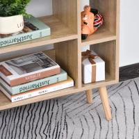 Homcom Etajera Librarie din Lemn cu Sertare Albastre si 5 Rafturi Asimetrice(m-5)