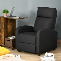 Homcom Fotoliu Relax – Negru, In, Rabatabil cu Taburet Inclus(m-8)