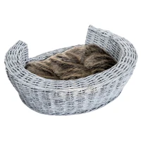 PawHut Cusca Interior pentru Animale de Companie cu Perna Gri maro 57 × 46 × 17.5cm(m-9)