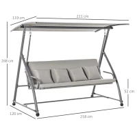 Outsunny Balansoar de Gradina 3 Locuri Convertibl in Pat cu Baldachin Maro(m-3)