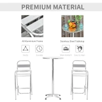Outsunny Set de Masa Inalta si 2 Taburete de Bar pentru Exterior din Aluminiu si Otel(m-4)