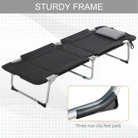 Outsunny Pat de Camping Pliabil si Captusit – Design Negru, Usor & Confortabil(m-6)