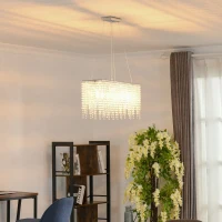HOMCOM Lustra moderna cu 128 de pandantive si baza metalica, Plafoniera cu 7 agatatori E14 40W, Candelabru cu design de lux(m-2)