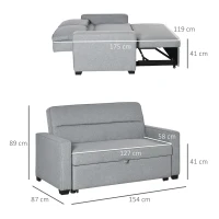 Homcom Canapea Extensibila 2 locuri cu 3 pozitii spatar 154x87x89 cm – Textil(m-3)