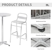 Outsunny Set de Masa Inalta si 2 Taburete de Bar pentru Exterior din Aluminiu si Otel(m-5)