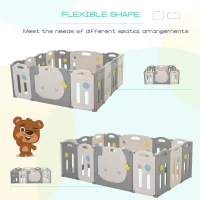 HOMCOM Gard pentru Copii 14 Bucati Pliabile Design cu Interblocare Jucarii 160x152x62cm(m-6)