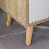 HOMCOM Noptiera Economie Spatiu Mobilier cu Sertar si Raft in Lemn 37x30x48cm - Stejar / alb(m-8)