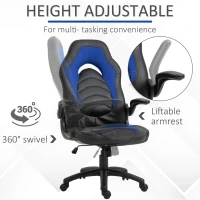 Vinsetto Fotoliu de Gaming din Piele ecologica Functie de Balansare Ajustabila Cotiera Rabatabila(m-7)