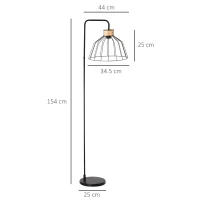 HOMCOM Lampa de podea cu abajur metalic, Stil industrial, 44x34x154 cm, Negru(m-3)