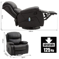 HOMCOM Fotoliu Relax Masaj Sistem Incalzire Rabatabil Piele Ecologica 94 x 103 x100cm Negru(m-3)