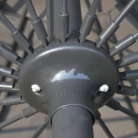 Outsunny Umbrela de gradina si terasa cu manivela, 18 spite si parte inclinabila, Ф255cm, gri inchis(m-8)