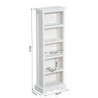 HomCom Mobilier Biblioteca 5 Rafturi din Lemn Elegant pentru Casa si Birou Alb 30x17x90cm(m-3)
