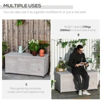 Outsunny Banca Lemn Gri 127×56×60 cm – Cu Spatiu de Depozitare(m-5)