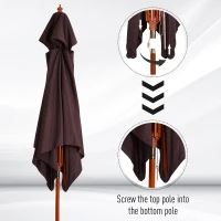 Outsunny Umbrela de Gradina 3x3 Metri, 8 Lamele Acoperire cu 2 Niveluri(m-4)