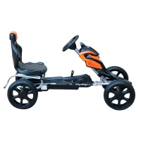 HOMCOM masina pentru karting cu Pedale pentru Copii in Otel, Oranj si Negru(m-11)