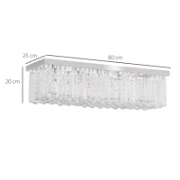 HOMCOM Lustra Moderna Dreptunghiulara cu Picaturi Cristal K9 Baza Otel Inox(m-3)