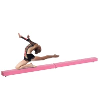 Homcom Barna pentru Gimnastica pentru Antrenament Captusita din Lemn, Roz, 240x10x6.5cm(m-3)
