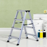 Homcom Scara Pliabila 4 Trepte din Aluminiu, Pliabila si Compacta, 81×42×72cm(m-3)