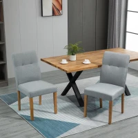 HOMCOM Set 2 Scaune Capitonate Spatar Înalt Picioare de Lemn Tapiţerie Ţesatura(m-2)