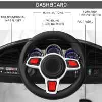 Homcom Masinuta Electrica Telecomandata cu Lumini si Sunete Alb(m-6)