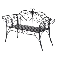 Outsunny Banca pentru Gradina 2Locuri in Metal, 133x51.5x90cm, Negru(m-6)
