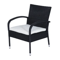 Outsunny Set de mobilier de grădină Outsunny din Rattan PE cu canapea, 2 fotolii cu perne și măsuță de cafea, negru(m-8)