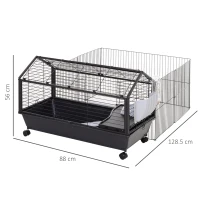 PawHut Cusca pentru Iepuri si Purcelusi de Guineea Cusca pentru iepuri de Interior din Metal(m-3)