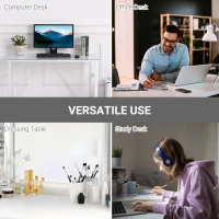 HOMCOM Birou pentru camera birou din metal alb si sticla securizata(m-7)