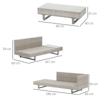 Outsunny Set Mobilier canapele si masuta pentru Gradina din Ratan Gri(m-3)