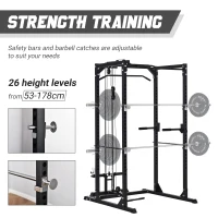 HOMCOM Aparat de antrenament multifunctional Statie de fitness din otel 155x118x220cm Negru(m-4)