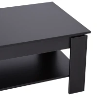 HOMCOM Masa pentru Cafea Joasa pe 2 Niveluri in Lemn Negru 110x65x47cm(m-7)