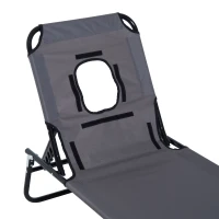 Outsunny Sezlong Relax Pliabil pentru plaja cu pernuta și deschidere pentru față în tesătură Oxford, Gri(m-13)