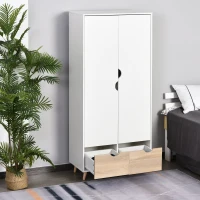 Homcom Dulap Elegant 2 Sertare & Raft pentru Haine – Alb(m-13)