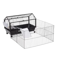 PawHut Cusca pentru Iepuri si Purcelusi de Guineea Cusca pentru iepuri de Interior din Metal(m-1)