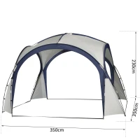 Outsunny Foisor Cort de Camping Pliabil Protectie UV Alb si Albastru 350 x 350 x230cm(m-3)