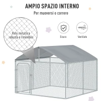 PawHut Tarc Amplu pentru Animale in Plasa Galvanizata cu Invelis Impermeabil pentru Extern 230x230x172 cm(m-5)